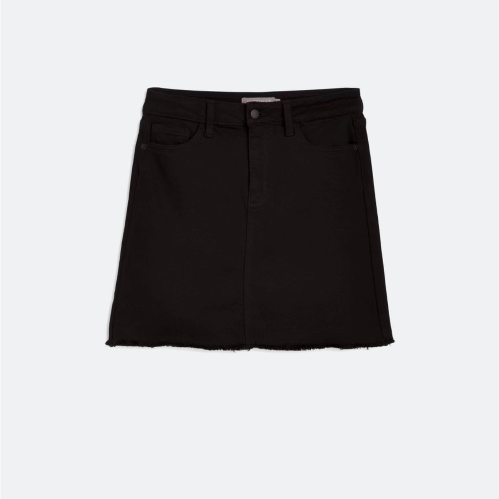 Just Black Raw Hem Sleek Mini Skirt
